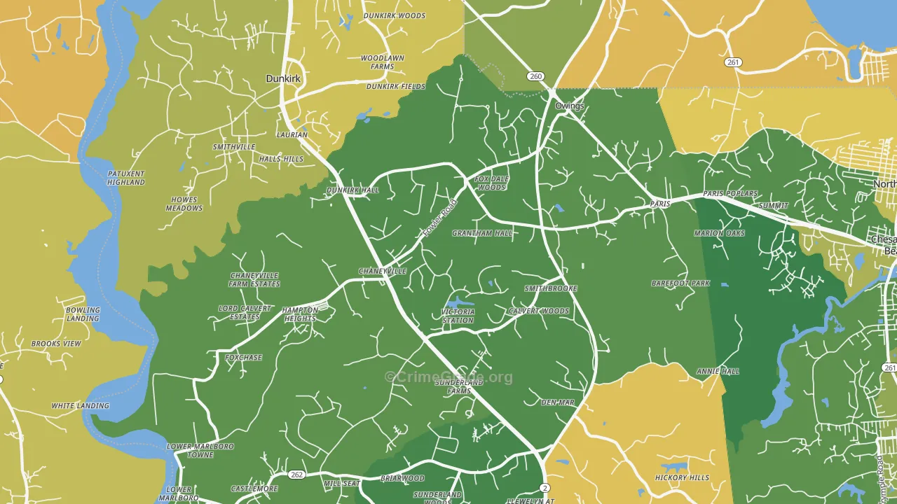 Owings, MD Map of Vehicle Theft Rates