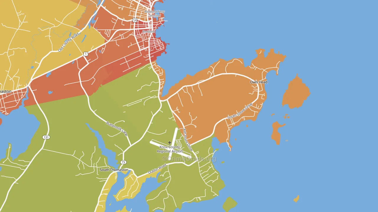 Owls Head, ME Map of Vehicle Theft Rates