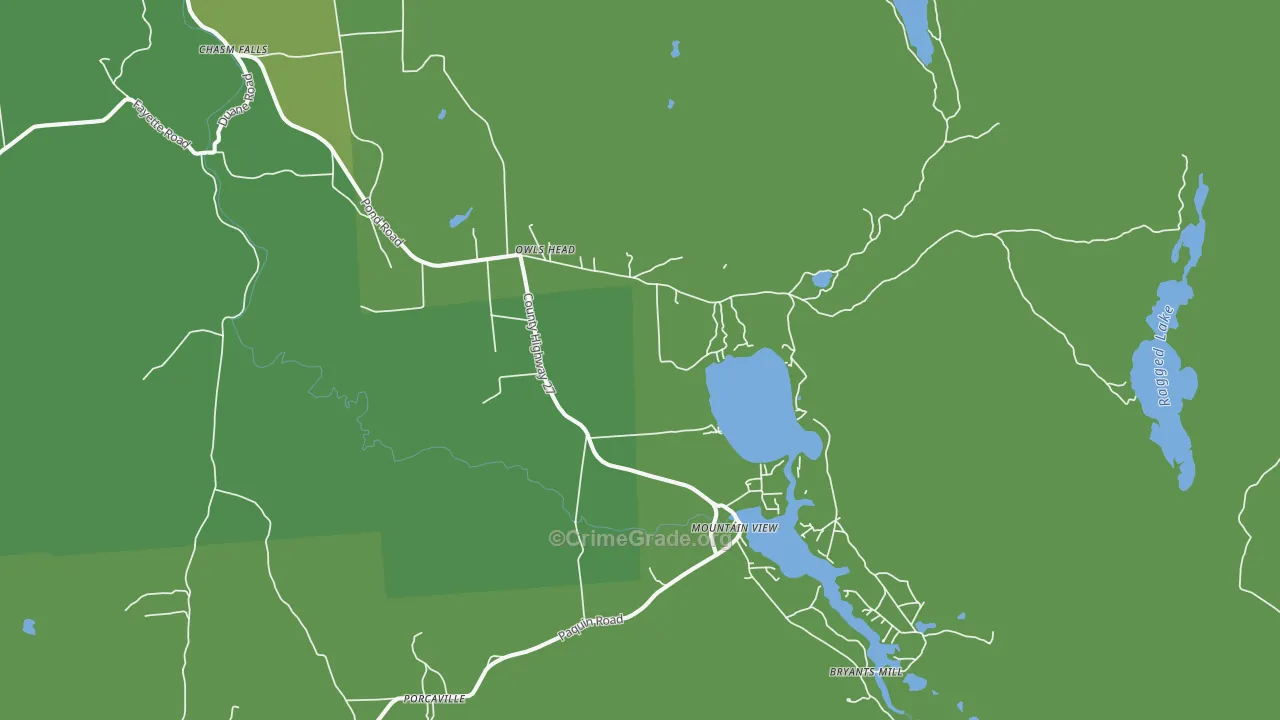 Owls Head, NY Map of Vehicle Theft Rates