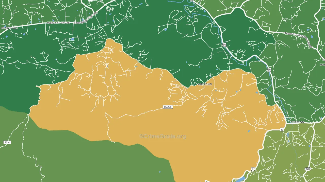 Owltown, GA Map of Vehicle Theft Rates