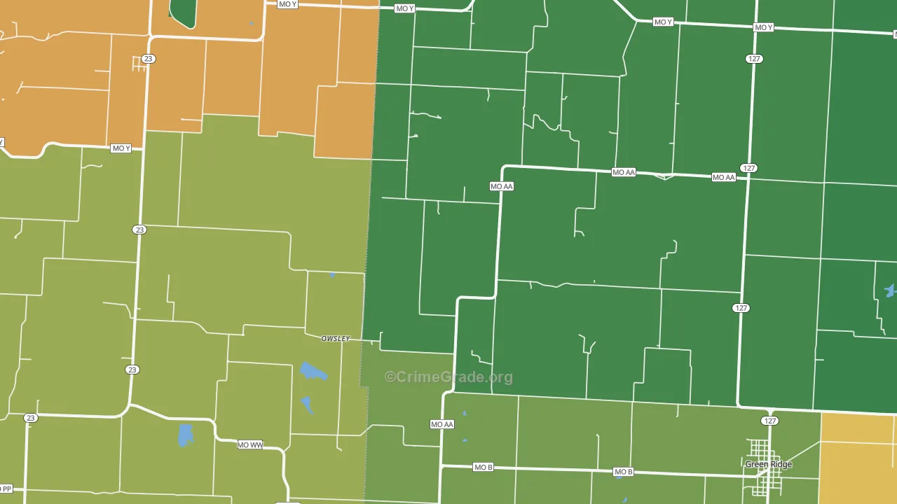 Owsley, MO Map of Vehicle Theft Rates