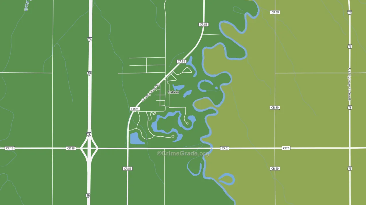 Oxbow, ND Map of Vehicle Theft Rates