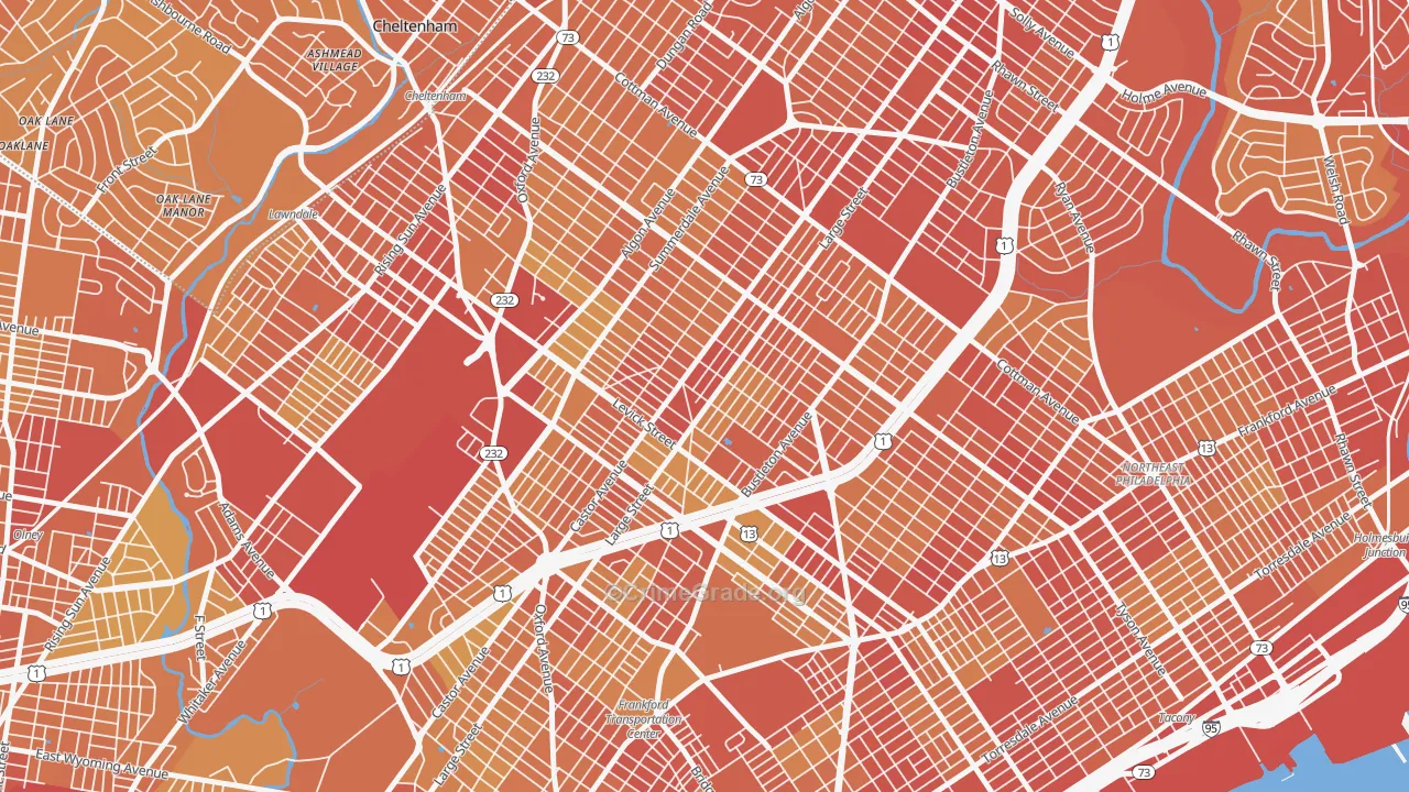 Oxford Circle, Philadelphia, PA Map of Vehicle Theft Rates