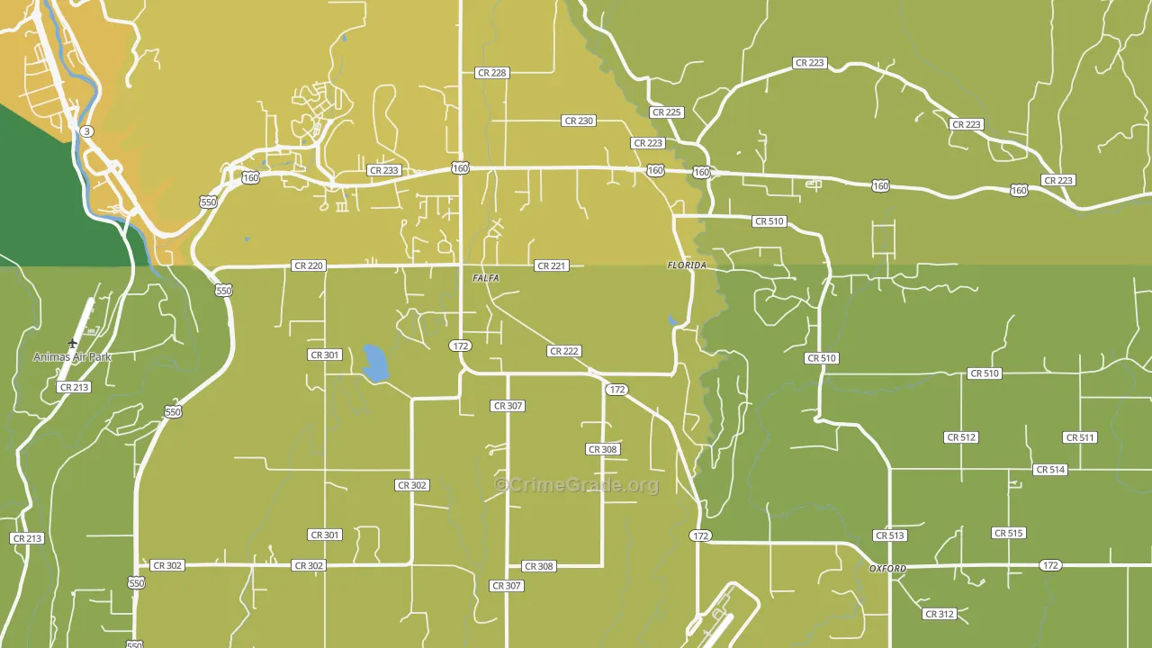 Oxford, CO Map of Vehicle Theft Rates