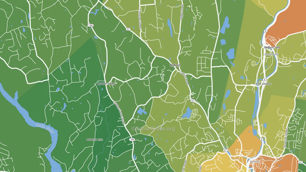 Oxford, CT Map of Vehicle Theft Rates