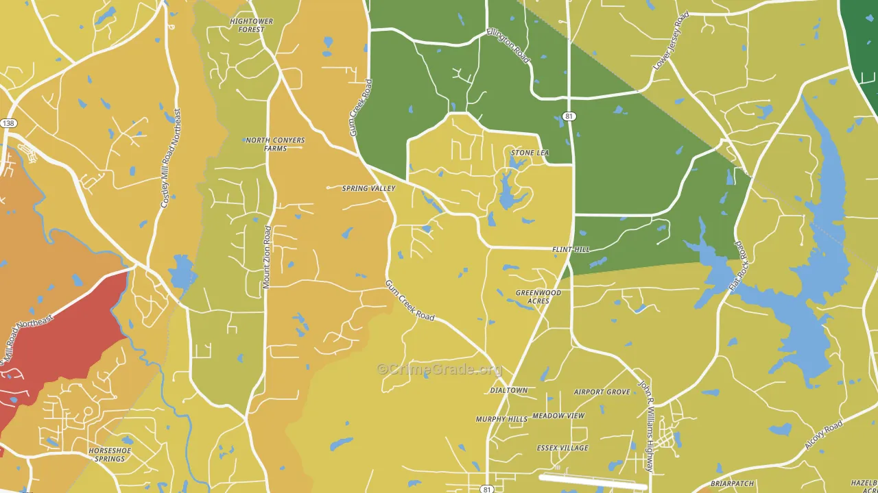 Oxford, GA Map of Vehicle Theft Rates