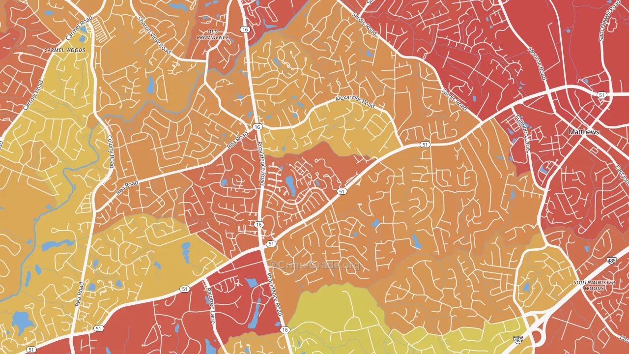 Oxford Hunt, Charlotte, NC Map of Vehicle Theft Rates
