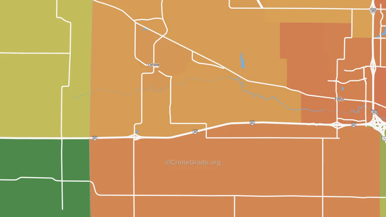 Oxford, IA Map of Vehicle Theft Rates