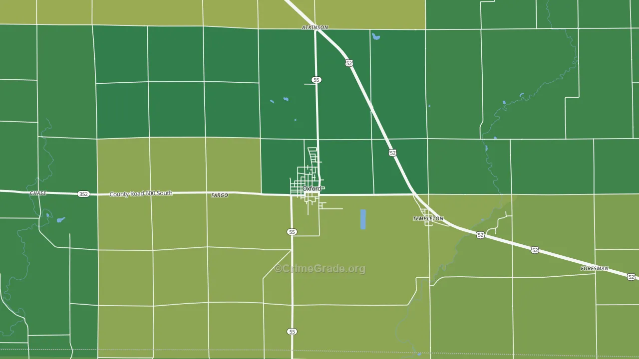 Oxford, IN Map of Vehicle Theft Rates