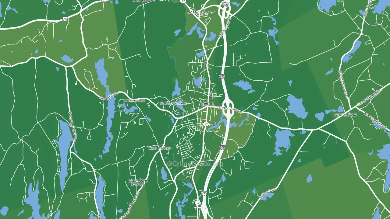 Oxford, MA Map of Vehicle Theft Rates