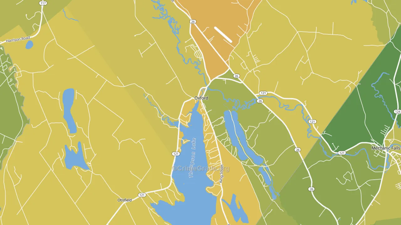 Oxford, ME Map of Vehicle Theft Rates