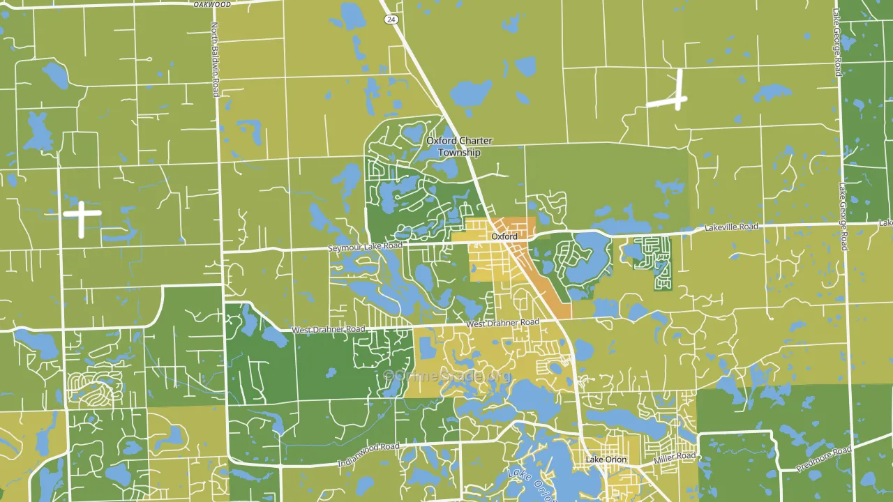 Oxford, MI Map of Vehicle Theft Rates