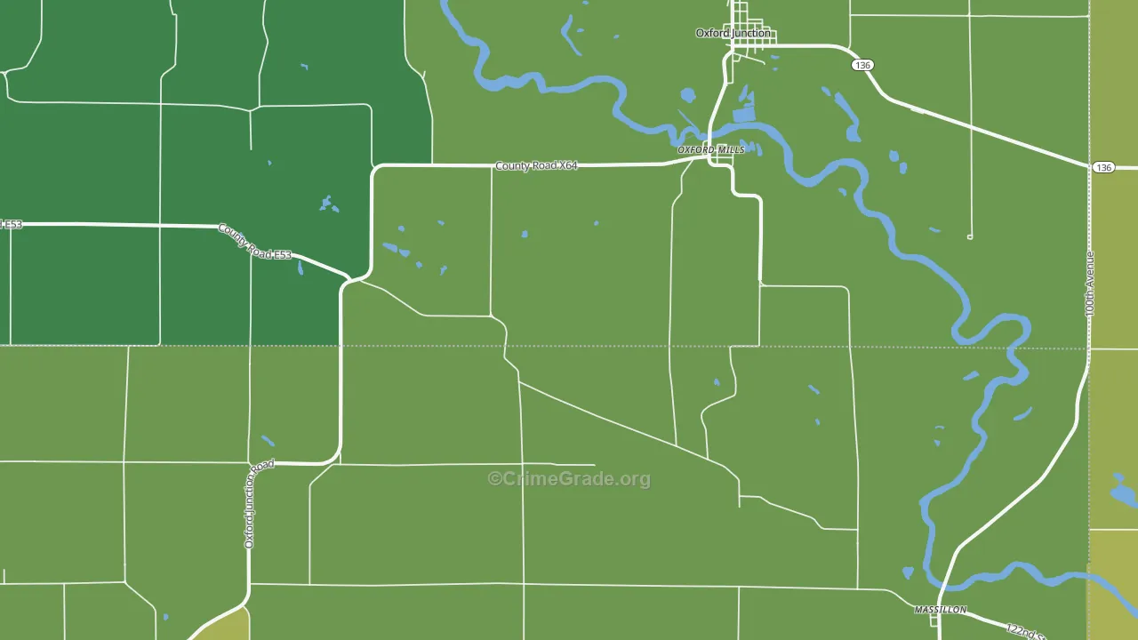 Oxford Mills, IA Map of Vehicle Theft Rates
