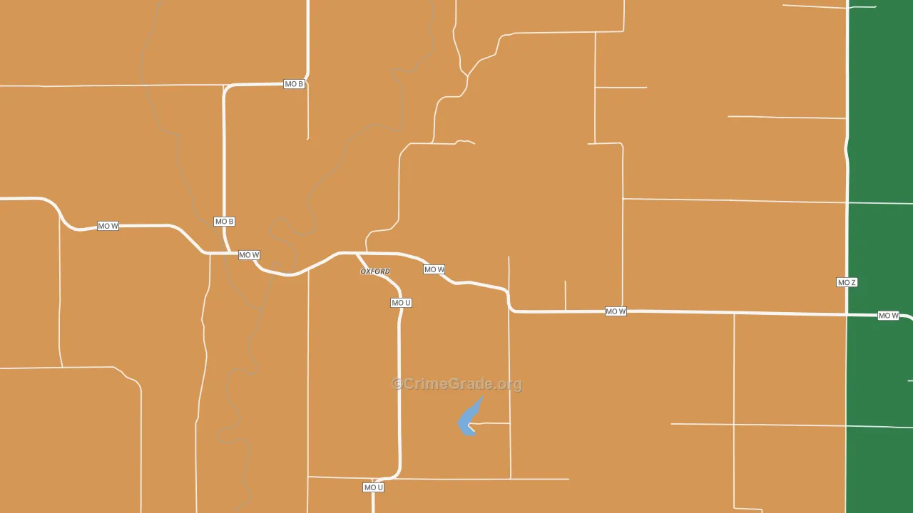 Oxford, MO Map of Vehicle Theft Rates