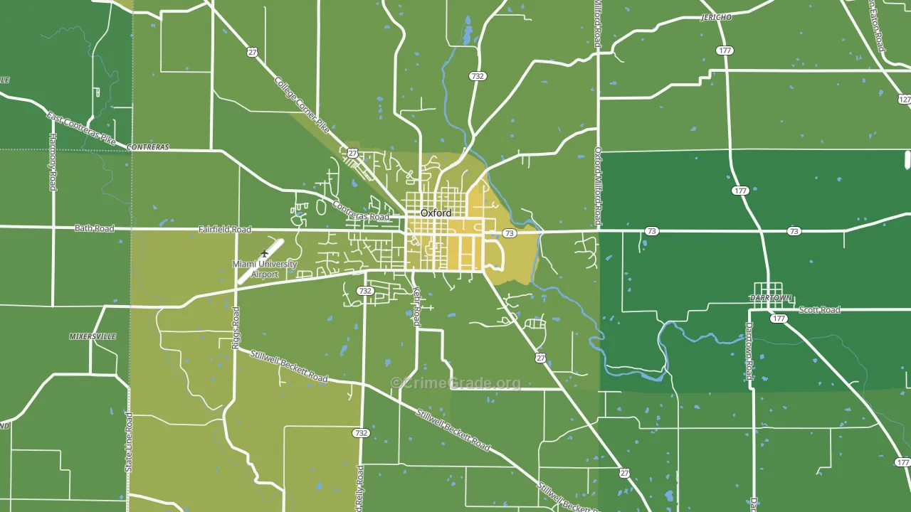 Oxford, OH Map of Vehicle Theft Rates