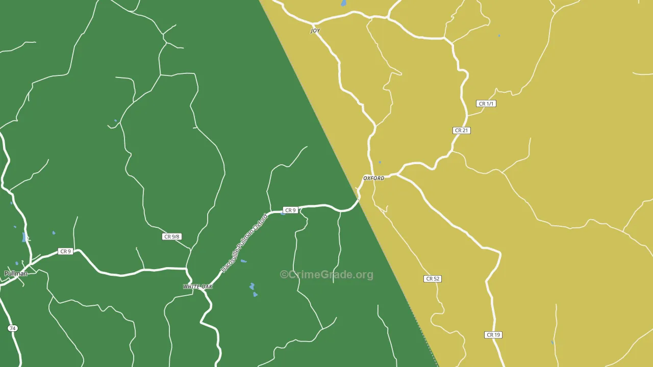 Oxford, WV Map of Vehicle Theft Rates