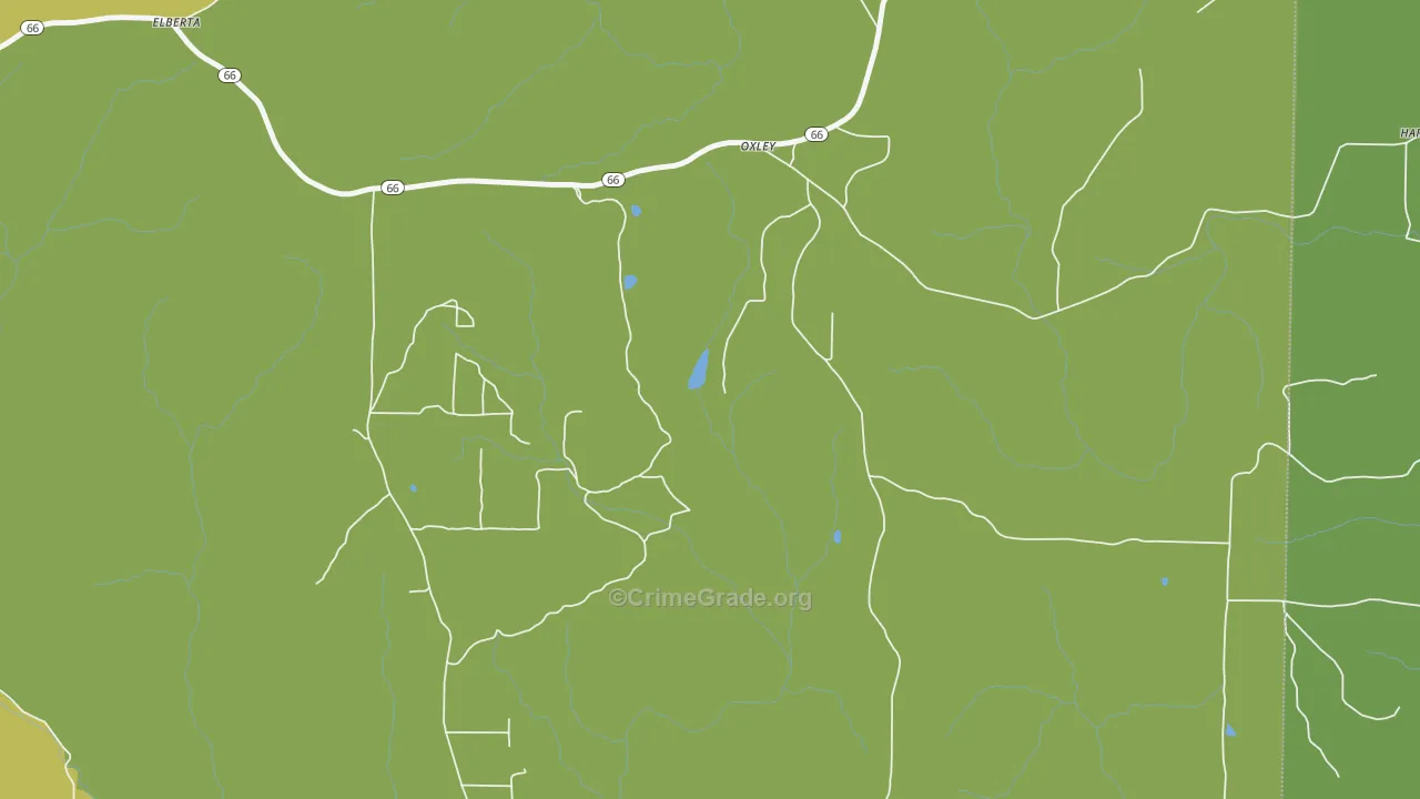 Oxley, AR Map of Vehicle Theft Rates