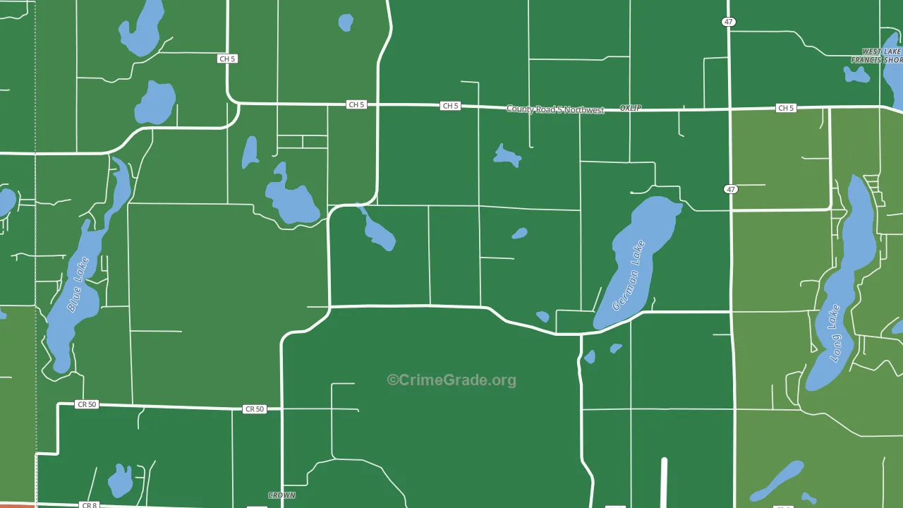 Oxlip, MN Map of Vehicle Theft Rates
