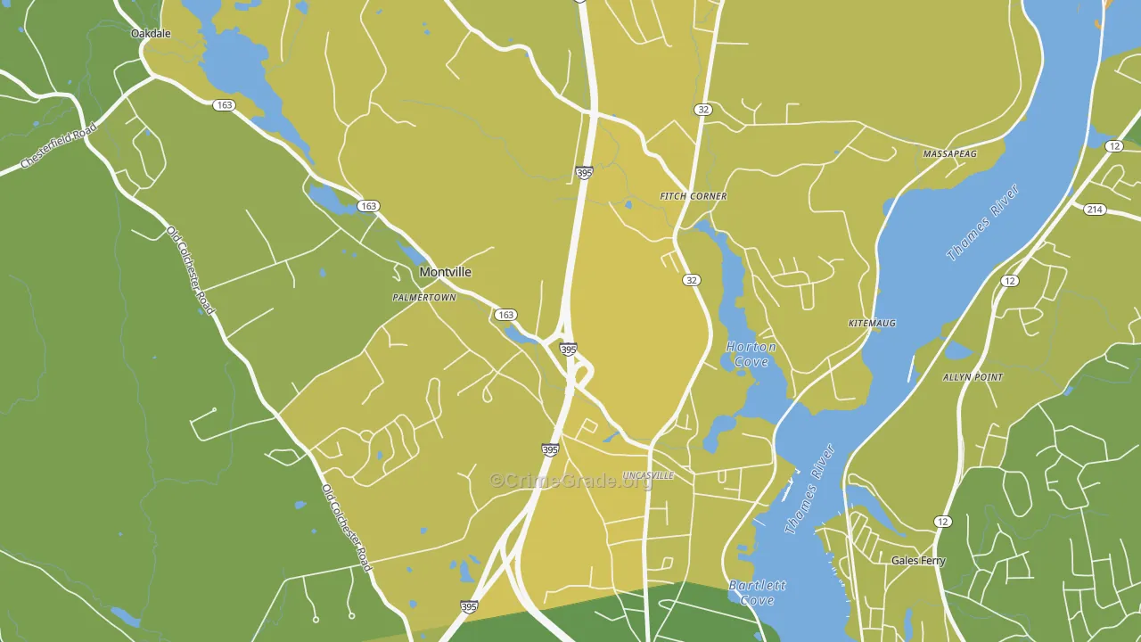 Oxoboxo River, CT Map of Vehicle Theft Rates