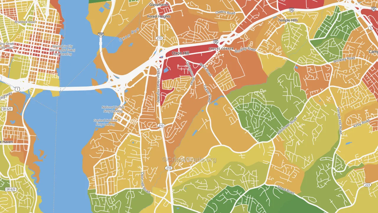 Oxon Hill, MD Map of Vehicle Theft Rates