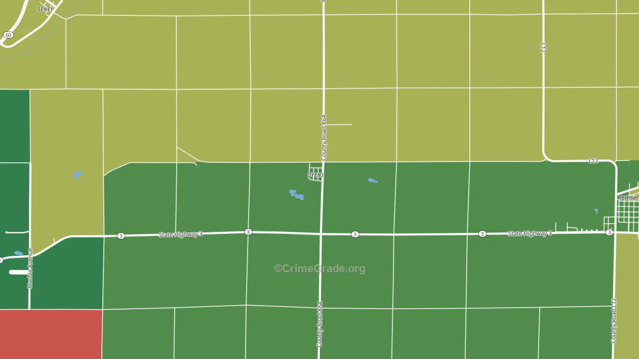 Oyens, IA Map of Vehicle Theft Rates