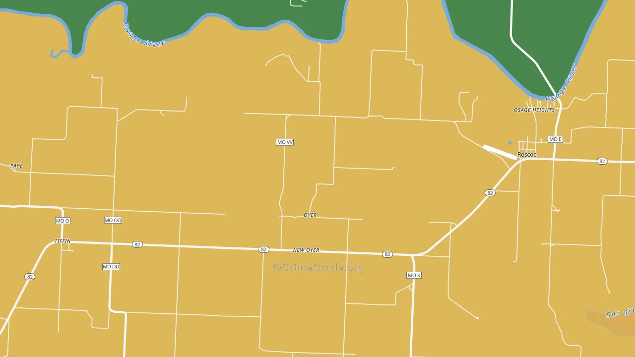 Oyer, MO Map of Vehicle Theft Rates