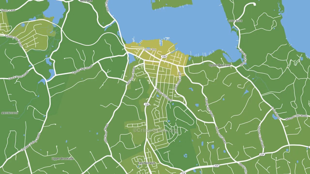 Oyster Bay, NY Map of Vehicle Theft Rates