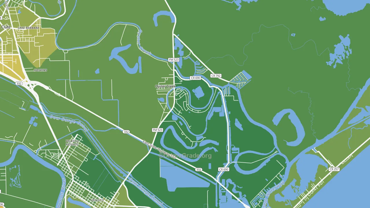Oyster Creek, TX Map of Vehicle Theft Rates