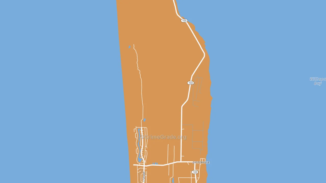 Oysterville, WA Map of Vehicle Theft Rates