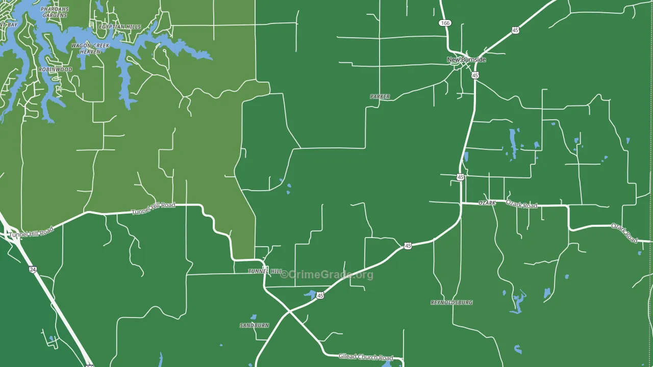 Ozark, IL Map of Vehicle Theft Rates