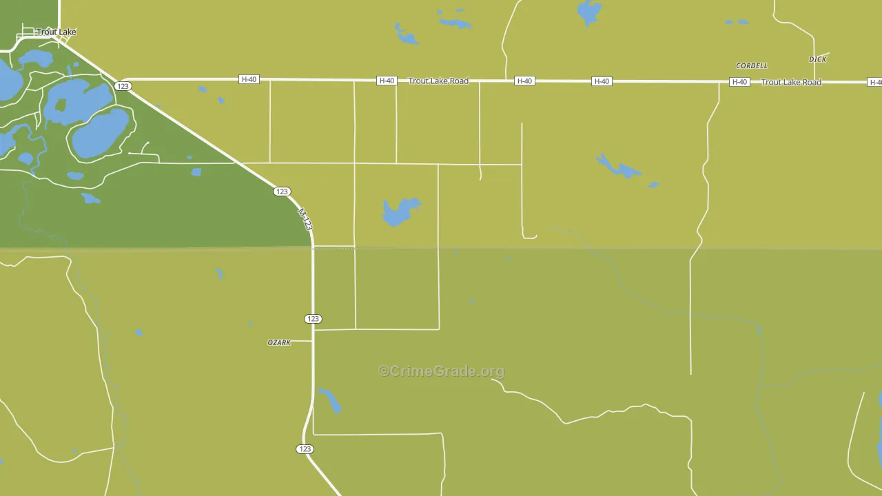 Ozark, MI Map of Vehicle Theft Rates