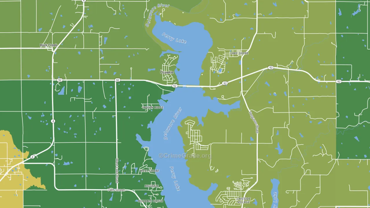 Ozawkie, KS Map of Vehicle Theft Rates