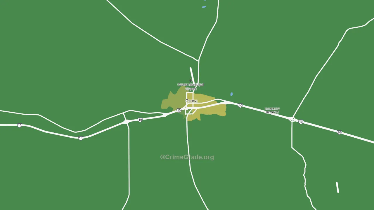 Ozona, TX Map of Vehicle Theft Rates