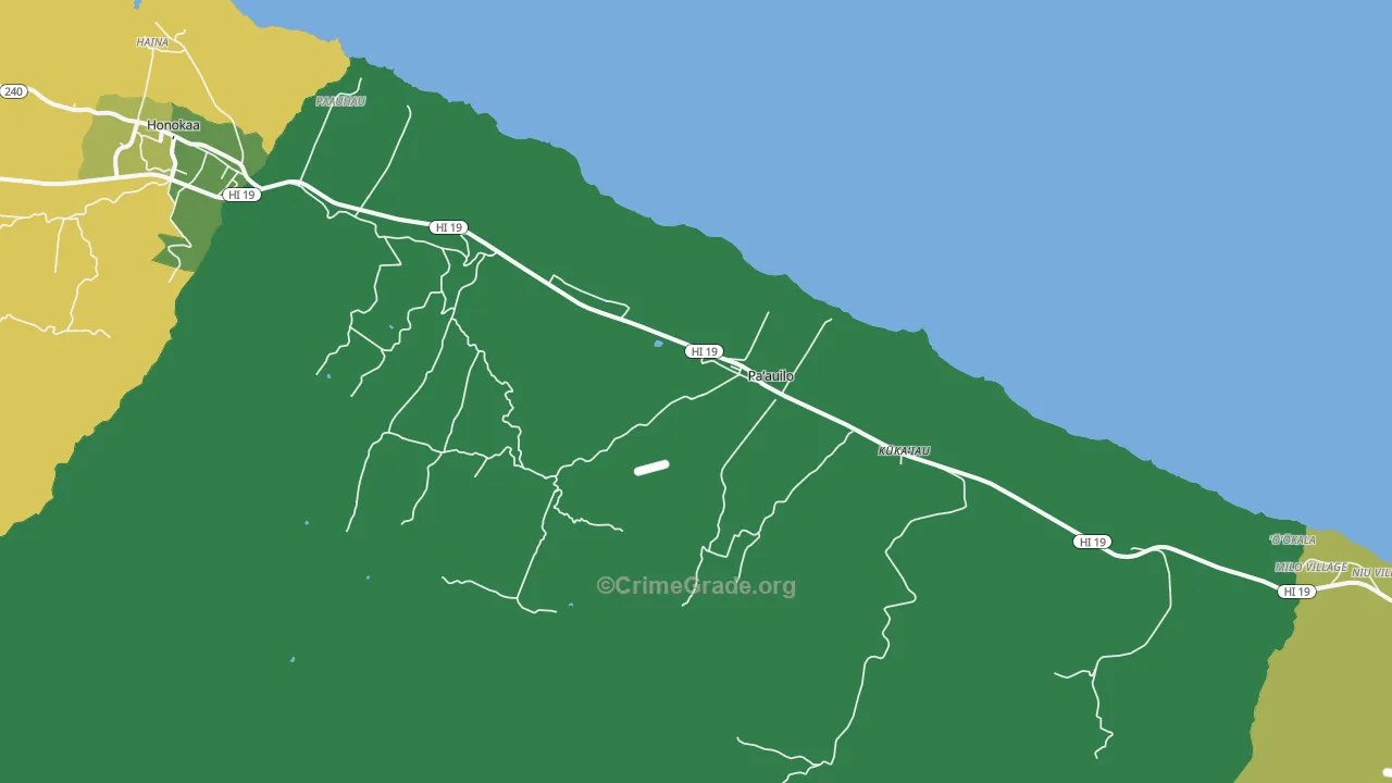 Paauilo, HI Map of Vehicle Theft Rates