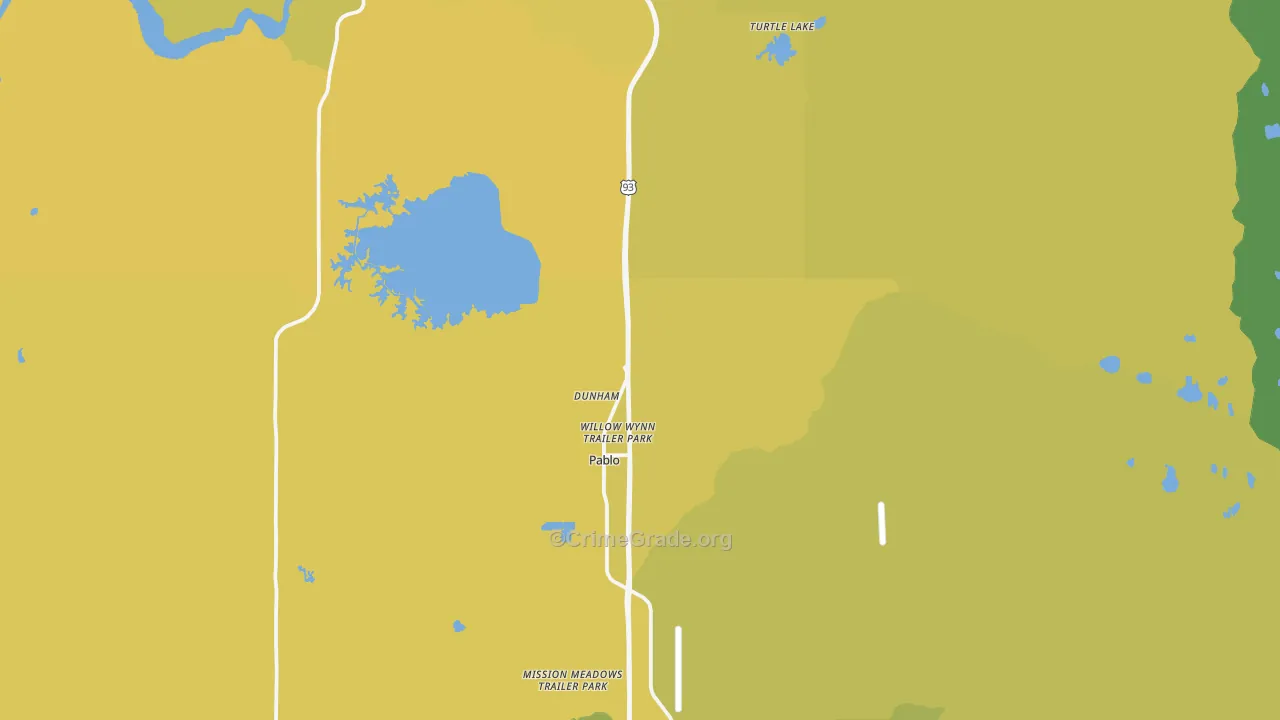 Pablo, MT Map of Vehicle Theft Rates
