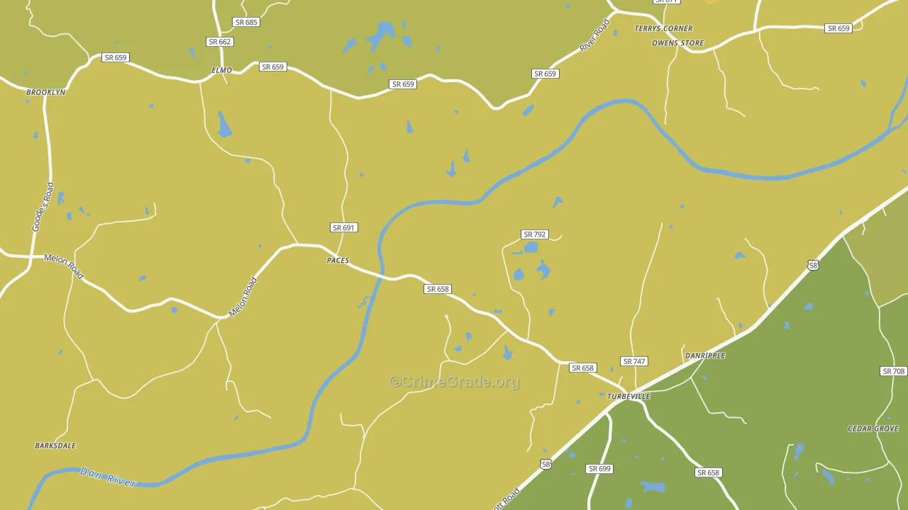 Paces, VA Map of Vehicle Theft Rates