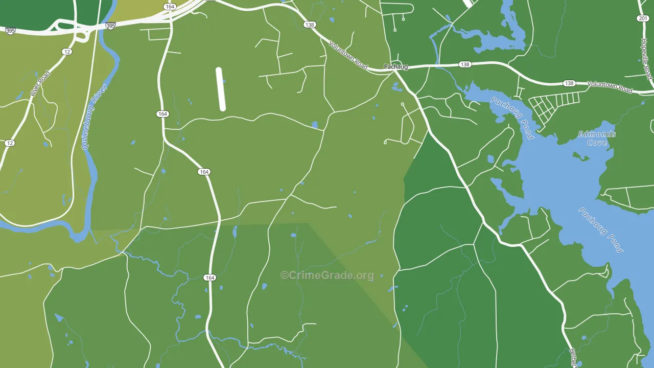 Pachaug, CT Map of Vehicle Theft Rates