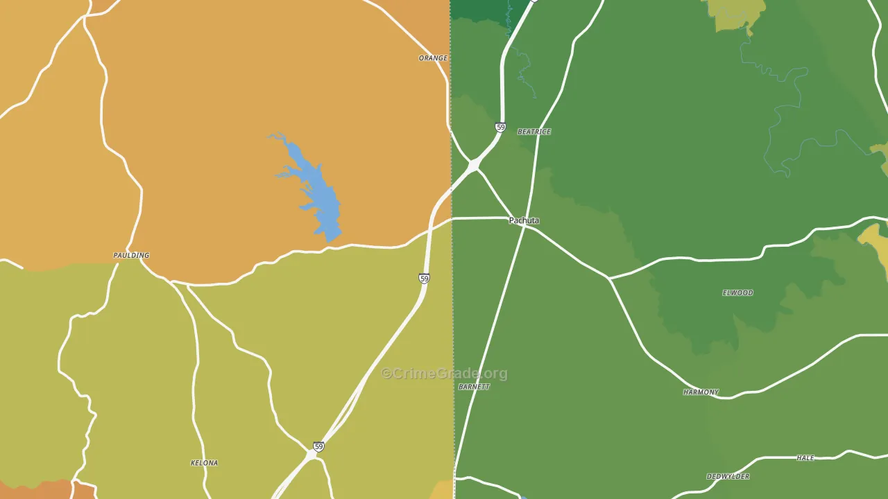 Pachuta, MS Map of Vehicle Theft Rates