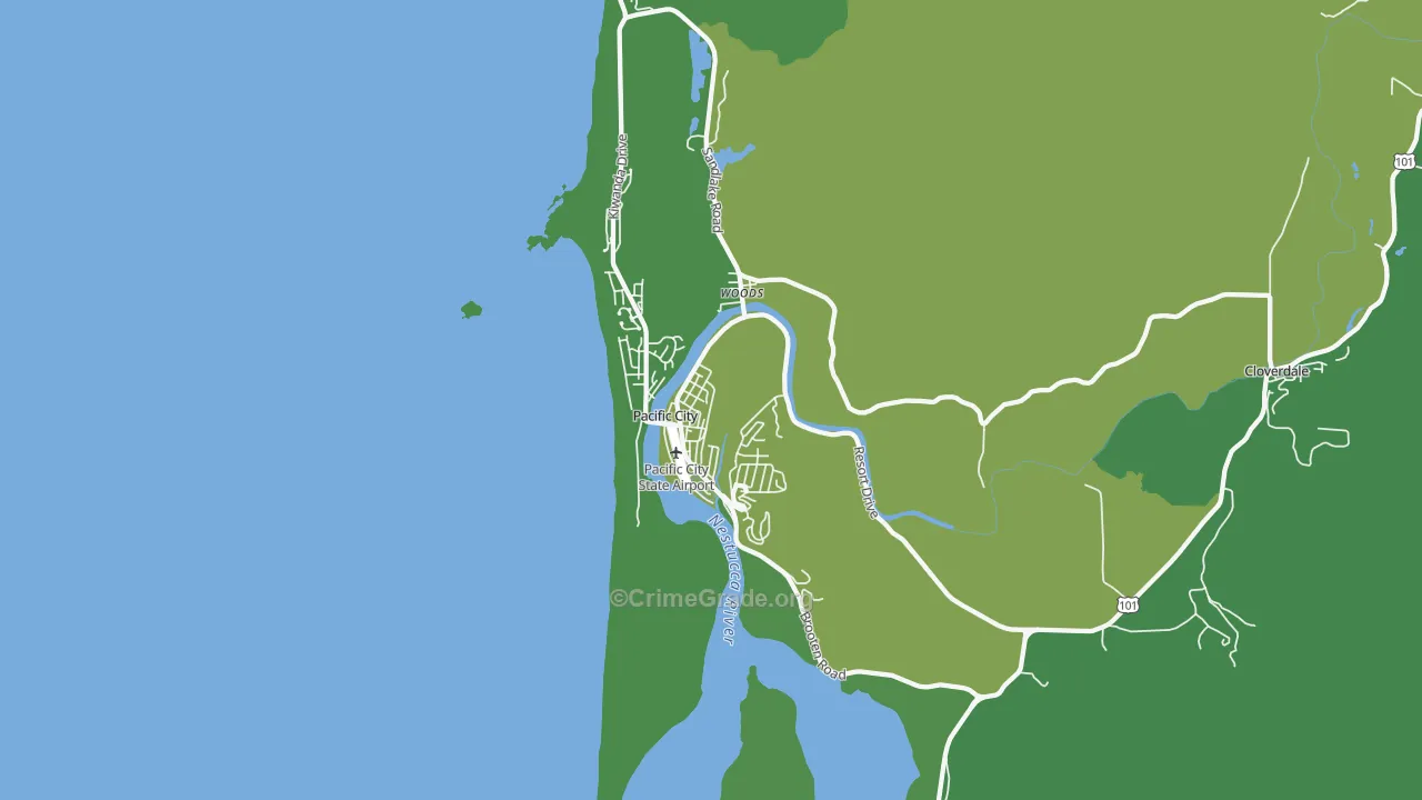 Pacific City, OR Map of Vehicle Theft Rates