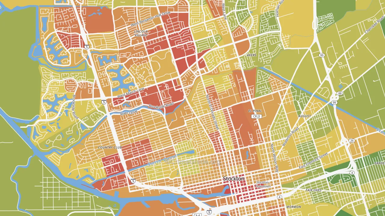 Pacific, Stockton, CA Map of Vehicle Theft Rates