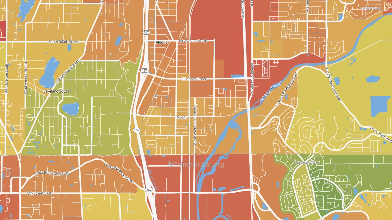 Pacific, WA Map of Vehicle Theft Rates