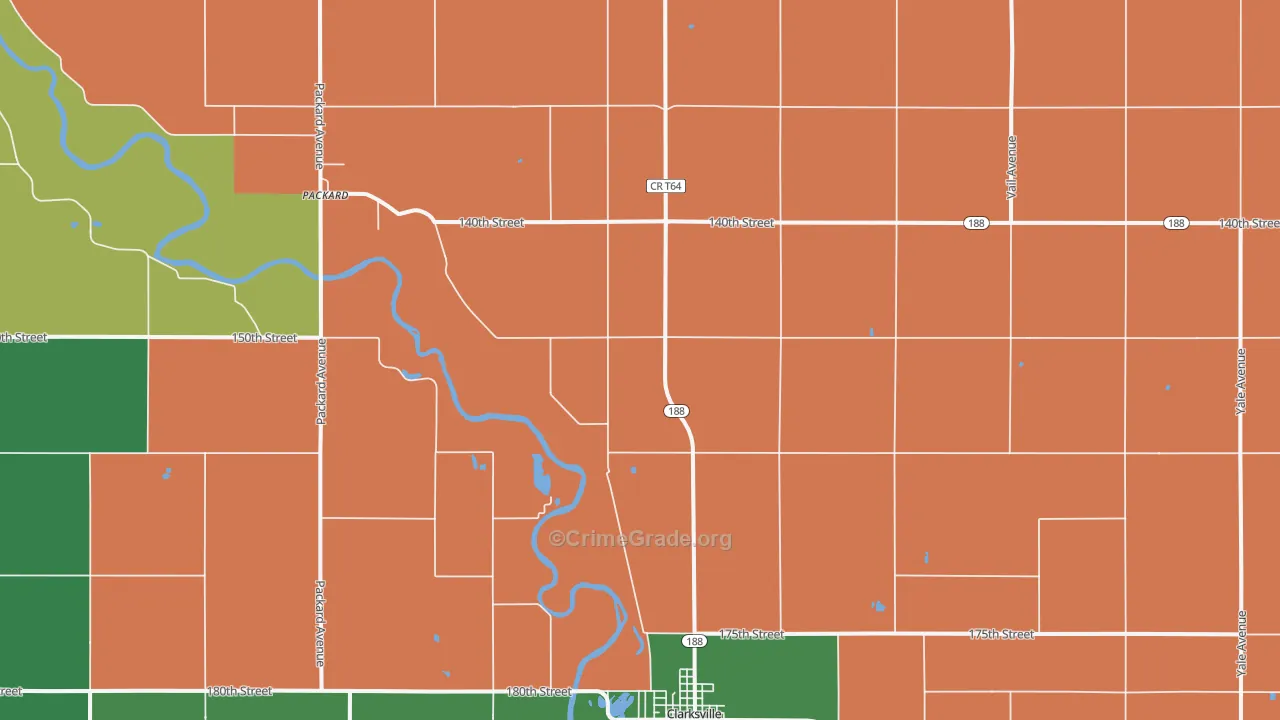 Packard, IA Map of Vehicle Theft Rates