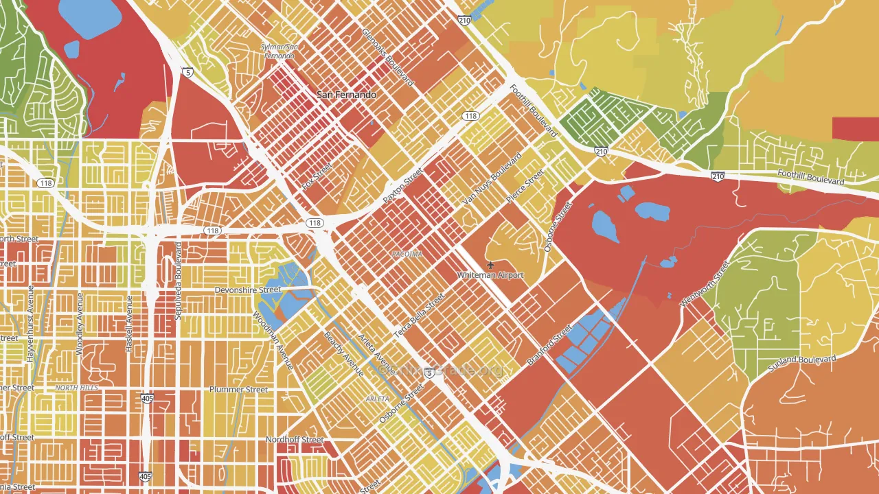 Pacoima, CA Map of Vehicle Theft Rates