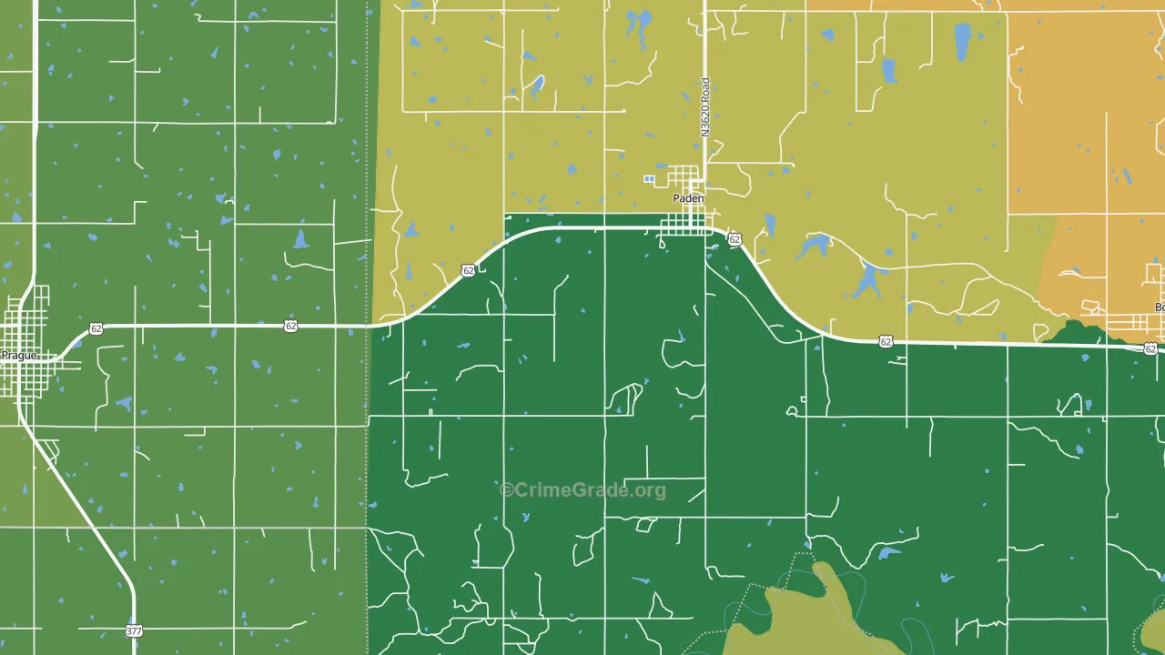 Paden, OK Map of Vehicle Theft Rates