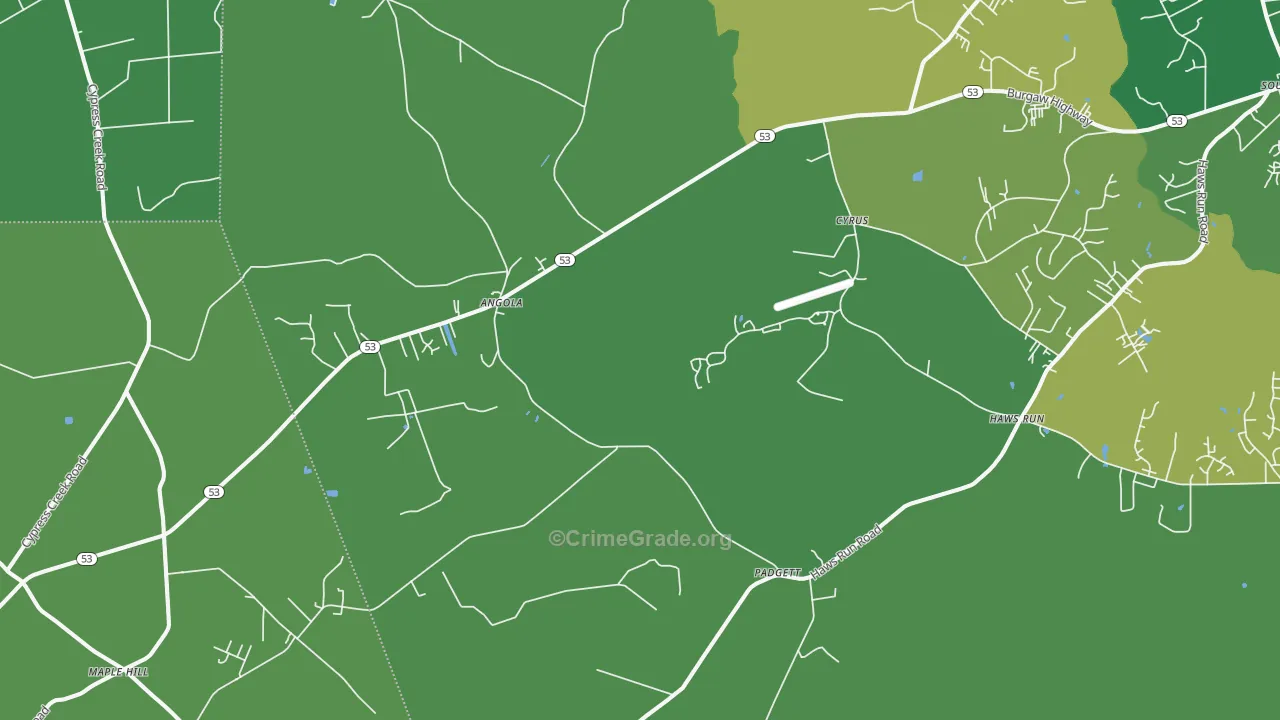 Padgett, NC Map of Vehicle Theft Rates