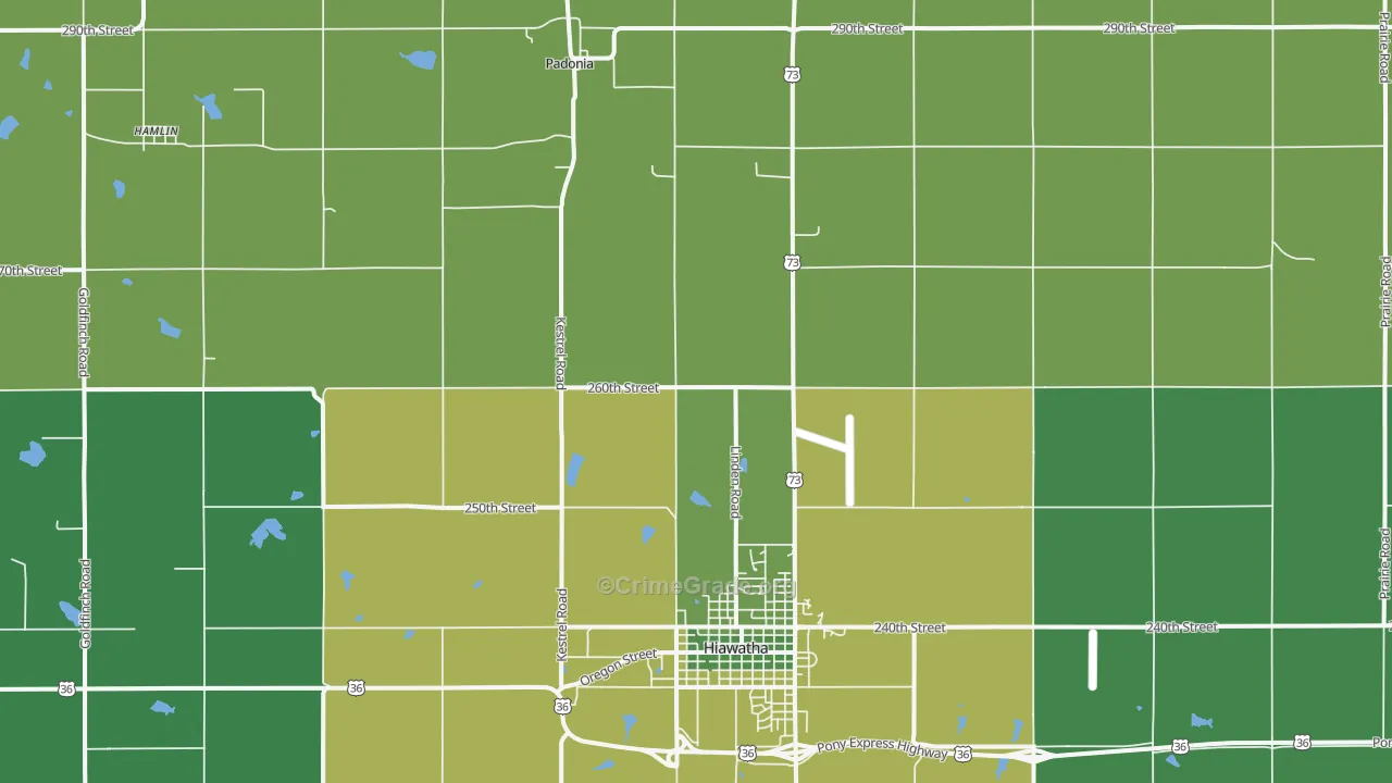 Padonia, KS Map of Vehicle Theft Rates