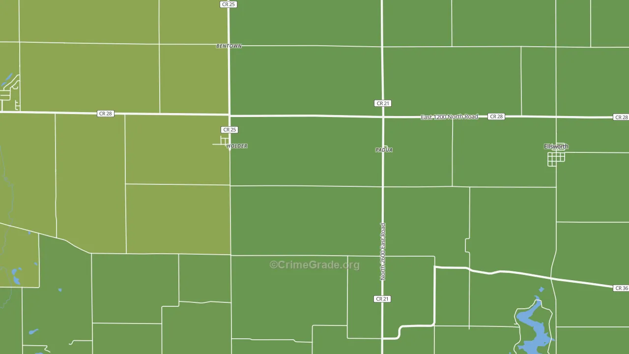 Padua, IL Map of Vehicle Theft Rates