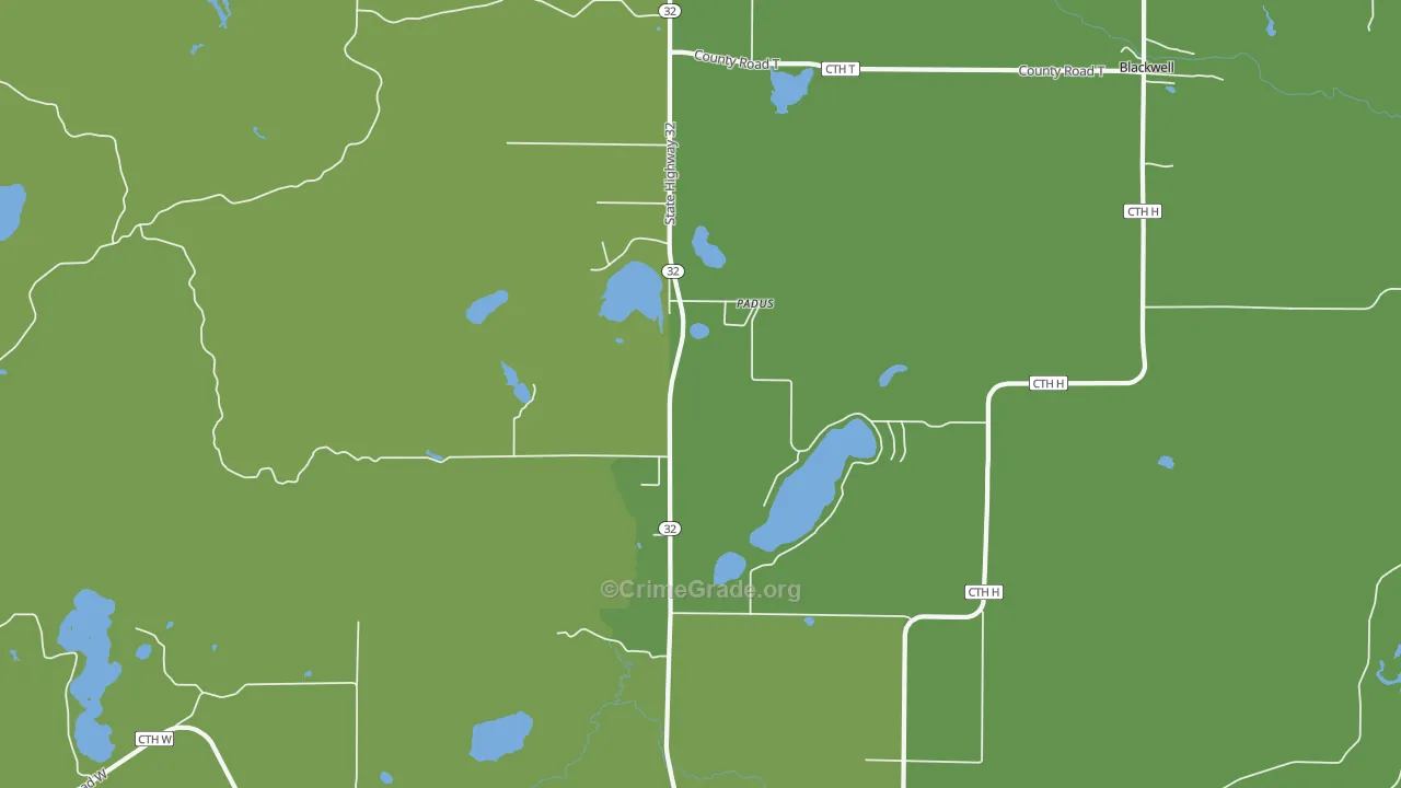 Padus, WI Map of Vehicle Theft Rates
