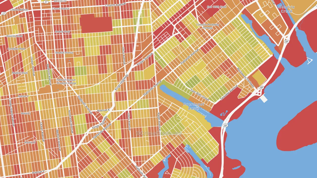 Paerdegat, Brooklyn, NY Map of Vehicle Theft Rates
