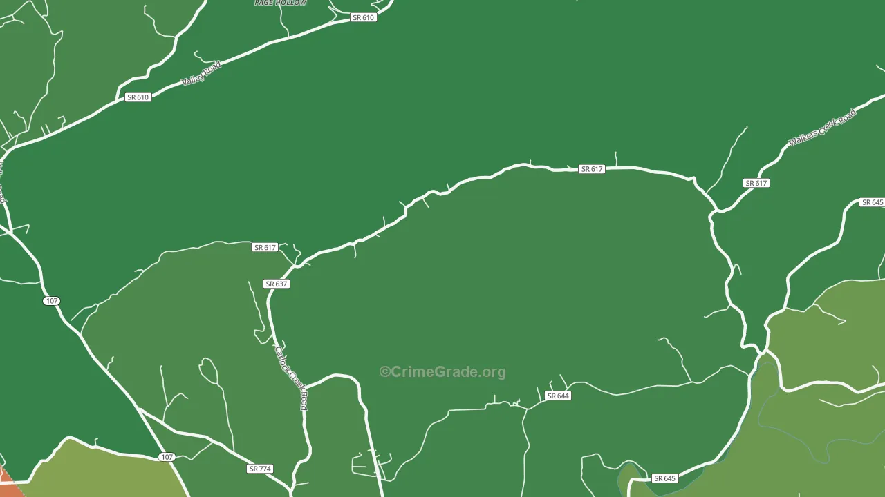 Page Hollow, VA Map of Vehicle Theft Rates
